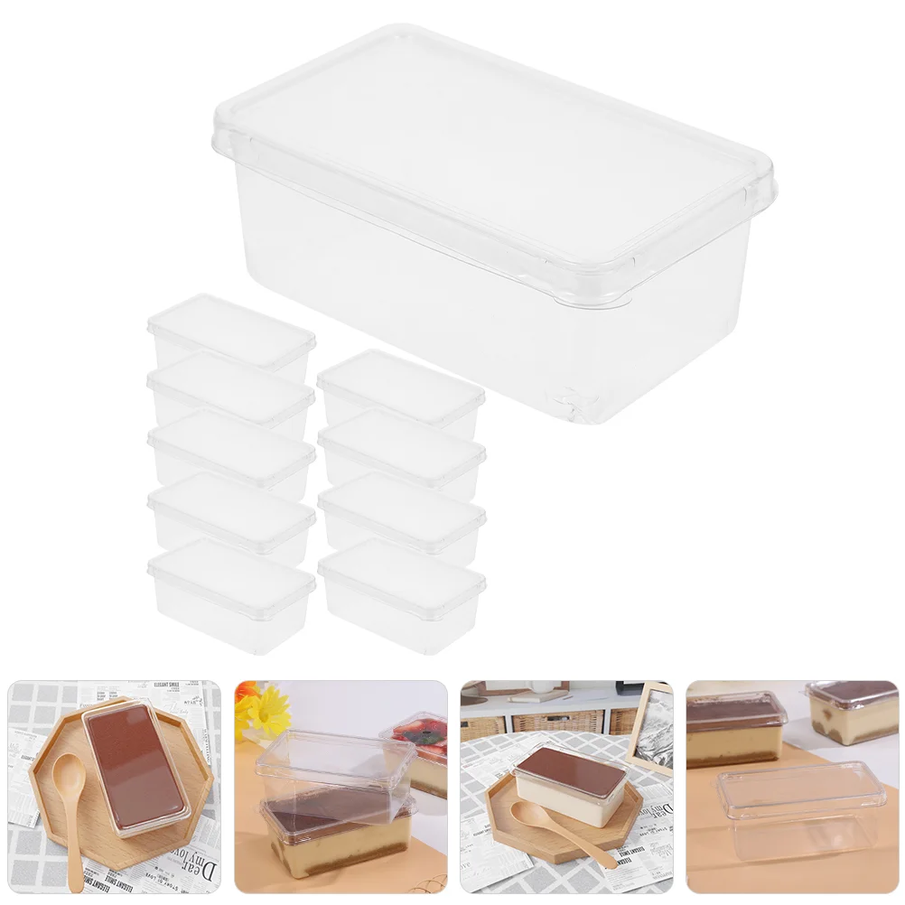 

10 Pcs Bakery Containers Tiramisu Box Cake Boxes Packaging Clear Holder The Pet