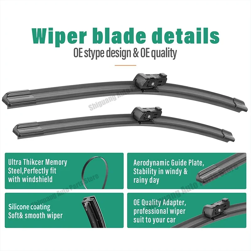 مساحات طلاء السيليكون الأمامية لسيارة VW Volkswagen Caddy 2K 2 الأبواب الخلفية 2007 - 2021 24 "+ 19" شفرات الزجاج الأمامي للسيارة