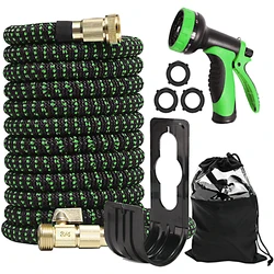 Copper Bullet Expandable Garden Hose w/10 Pattern Thumb Spray Nozzle AS-SEEN-ON-TV 75 FT Lead-Free Ultra-Lightweight Solid Copp
