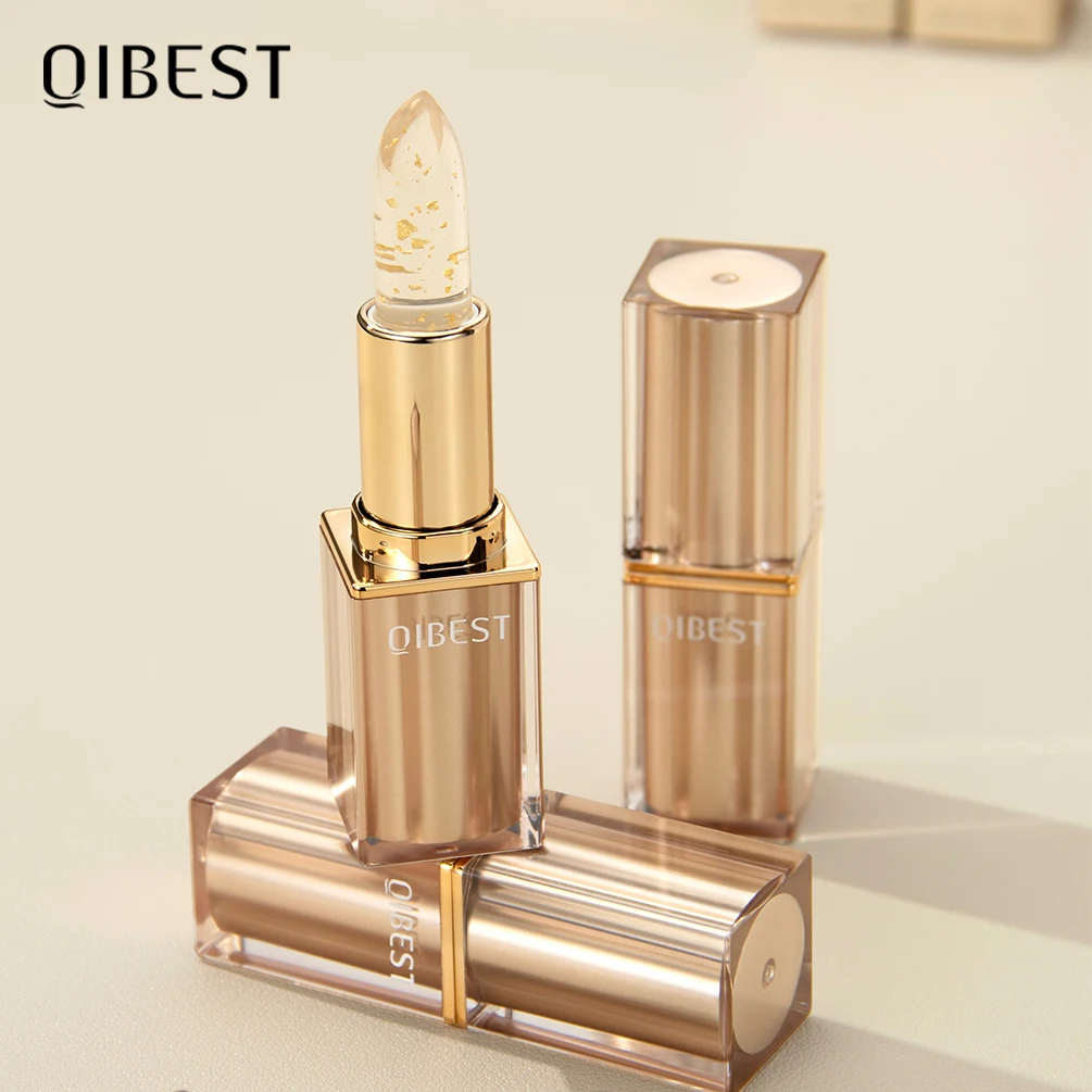 

QIBEST Color Changing Lipstick Glitter Lip Blam Transparent Long Lasting Non-Sticky Moisturizing Glossy Shine Lip Stain Tinted