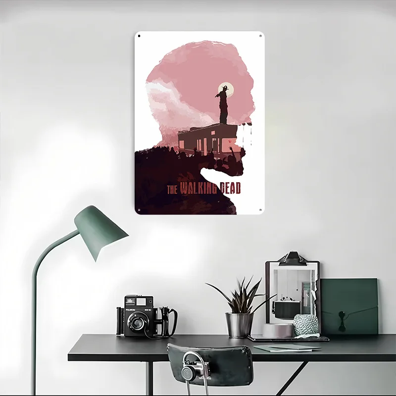 المشي الميت المعادن ملصق جدار الفن جدارية تخصيص معدن القصدير علامات ل جدار الفن الديكور ديكور المنزل ديكورات المرآب