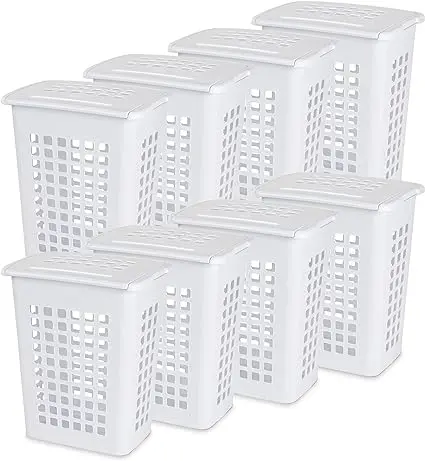 

Rectangular Laundry Basket Hamper Plastic for Closet, Dorm, Laundry Room, Bedroom, Nestable, White, 1/2/3/4/6/8/12/16 Pack