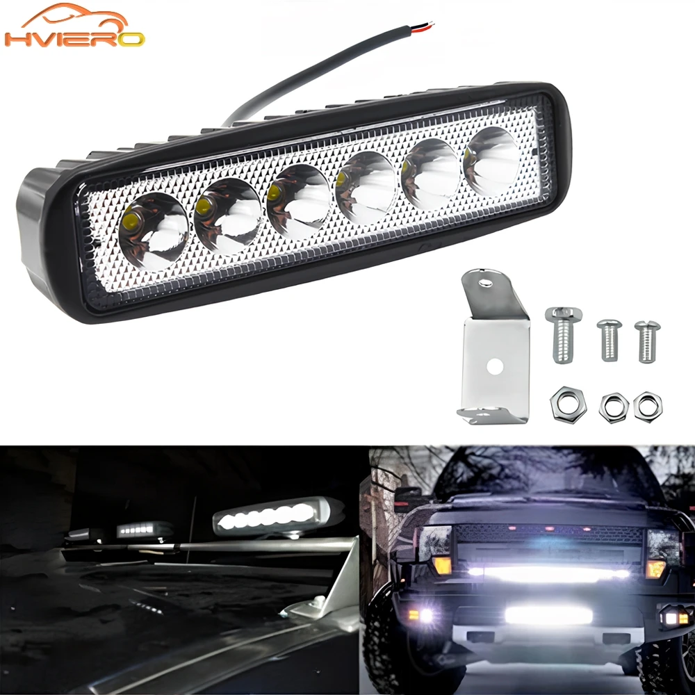 

1Pc Car 18W 72W LED Work Lamp Strip Spotlight super bright White 12V 24V Turn Signal Off-road Fog Headlight Waterproof Light Bar