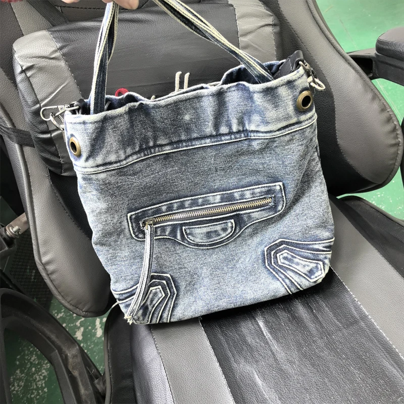 

Washed Denim Shoulder Bag for Women 2024 New Crossbody Bag Large Capacity Simple Casual Mobile Phone Bag Coin Purse