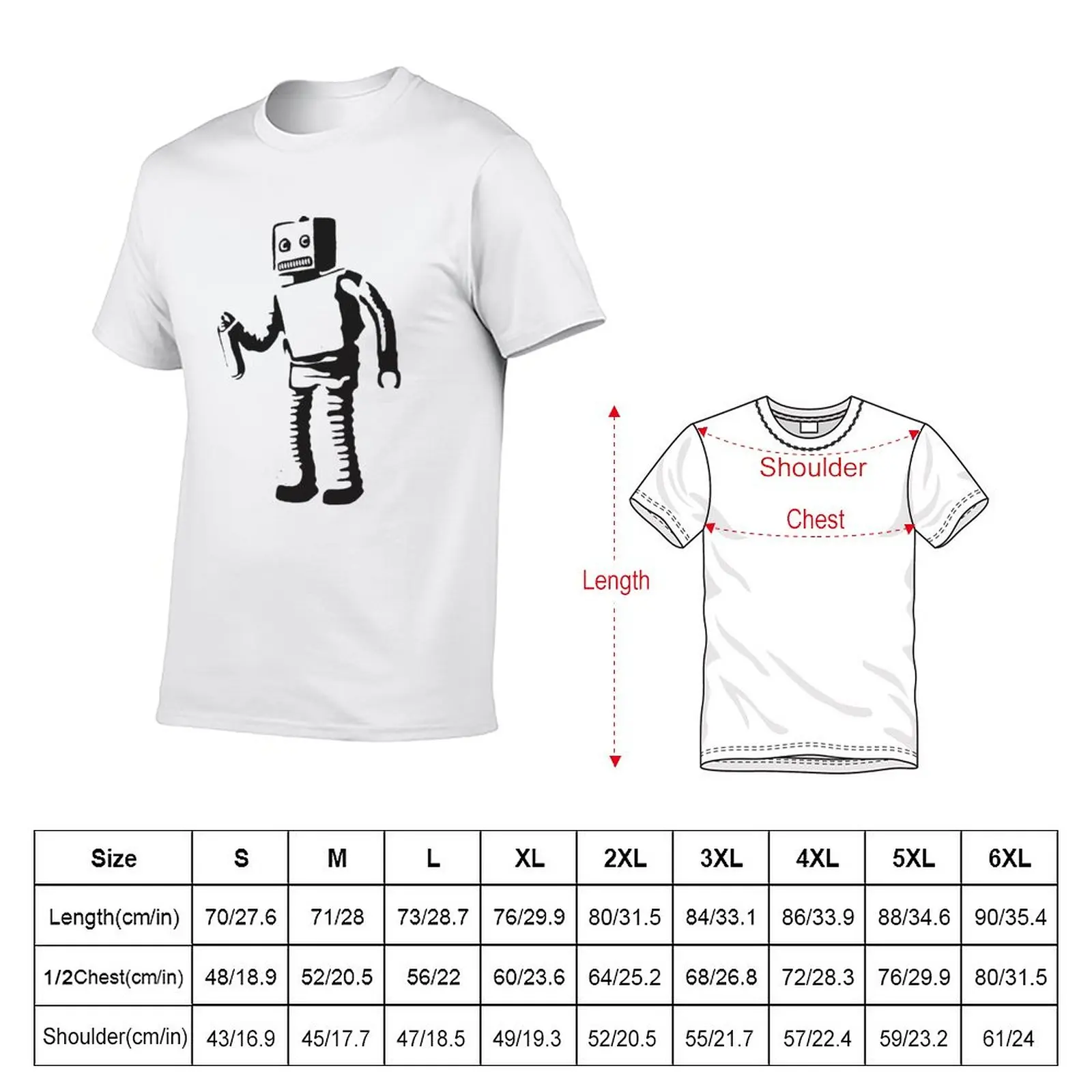 New Robot Doing Graffiti T-Shirt oversized t shirts aesthetic clothes sports fan t-shirts Short sleeve tee t shirt men