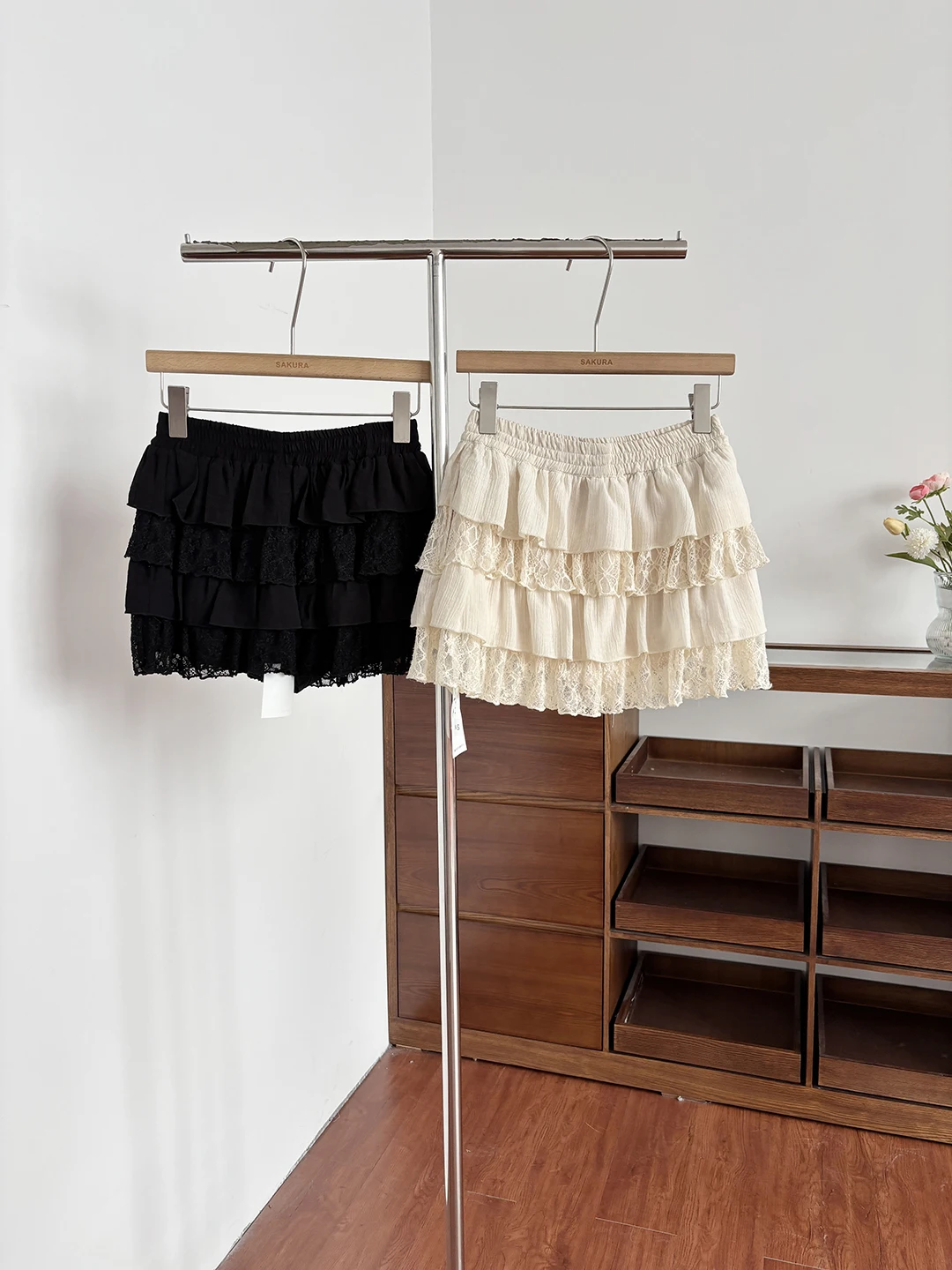 

Sweet Korean Style Lace Trim Cake Skirt High Waist Slimming A-Line Skirt for Women Summer New Arrival Polyester Fiber
