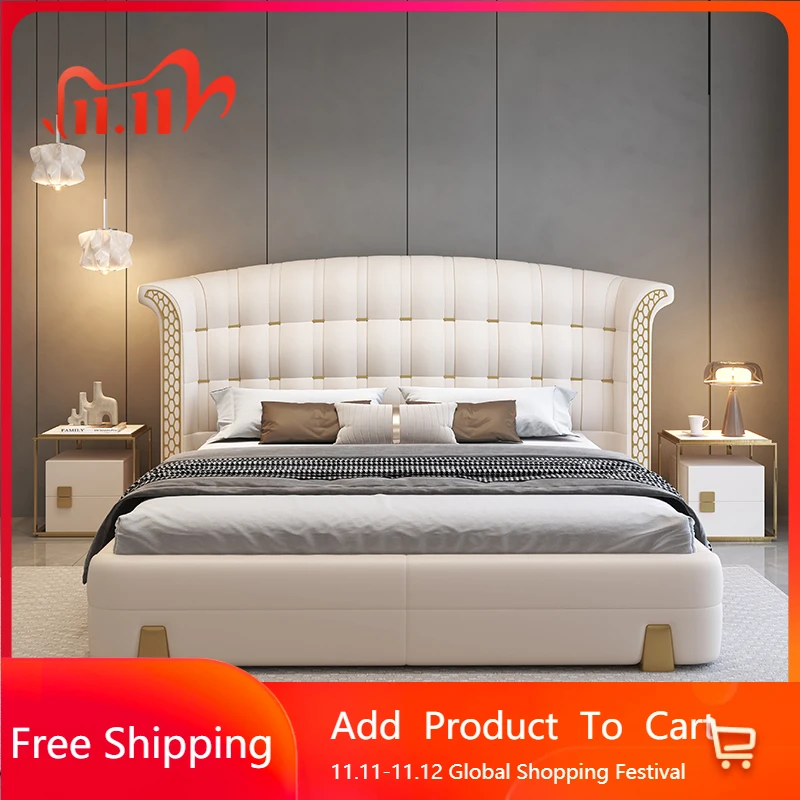 

Роскошная довольно современная двуспальная кровать с каркасом для хранения, элегантная вилла, кровать размера «queen-size», лофт для взрослых, итальянский Китай, уникальная мебель для путешествий