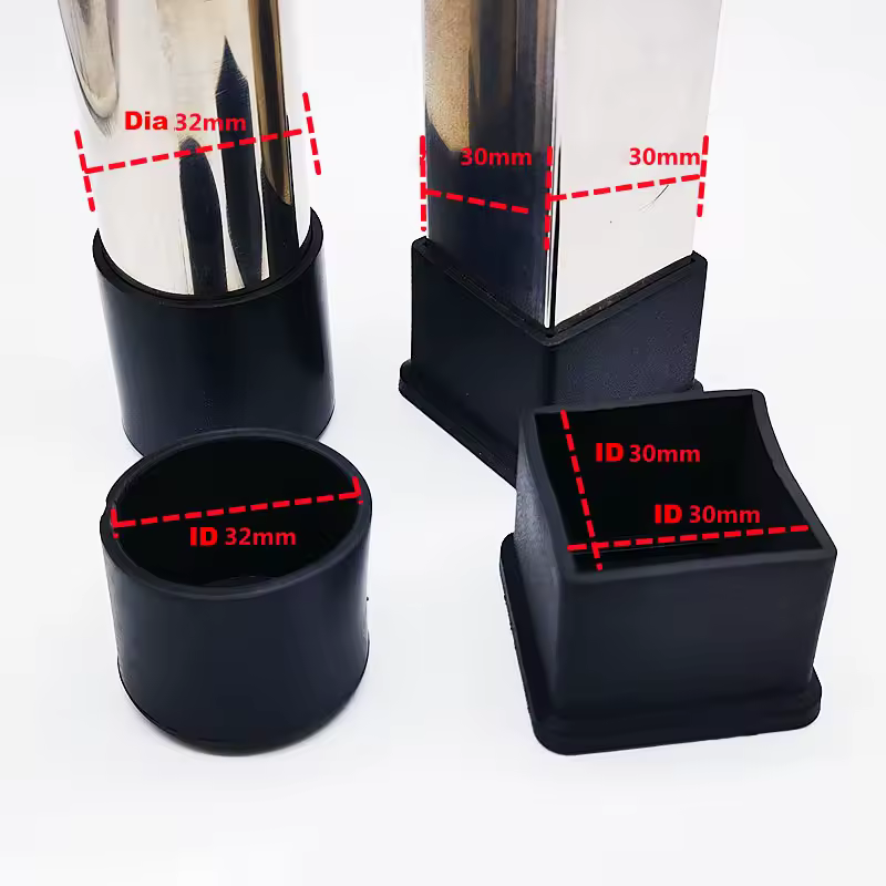 4pcs 6/8/10/12/14/16/19/20-120mm Round Black PVC Soft Rubber Pipe Sleeve Tube Cap Table Chair Foot Non-slip Pad Protective Cover - Image 2