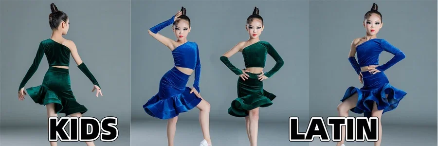 เด็กเต้นรําละตินการแข่งขันเสื้อผ้าละตินเต้นรําชุดเด็ก Samba Ballroom Dance Party SL13048
