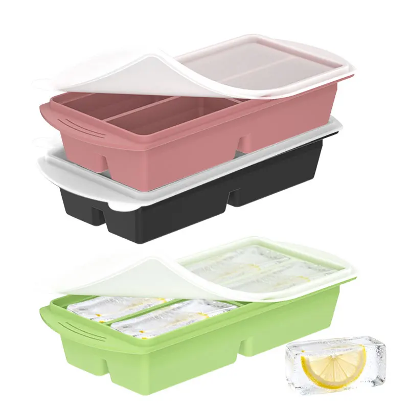 Silicone Food Freezer Mold 4-Cup Freezing Trays with Lid Silicone Soup Meal Sauce Portion Freeze Tray Make Stock Souped Ice Cube