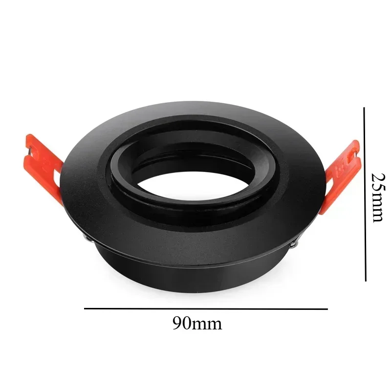 2pcs Aluminum Black Round Style Down Light Fixture Embed GU10 MR16 Front Knob Design Spot Light Housing Frame for Home Decor