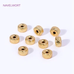 Brass 6mm Frosted Wheel Spacer Beads 18K Gold Plated Round Loose Beads For Jewelry Making DIY Jewelry Making Accessories