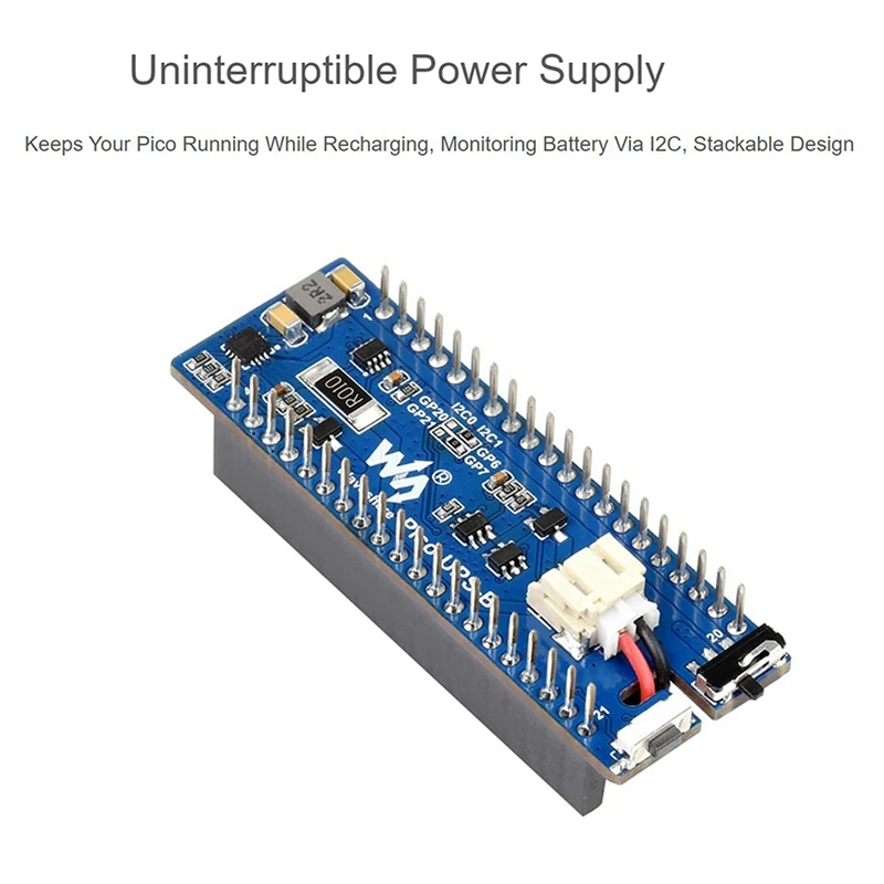 Imagem -05 - Waveshare Ups Módulo b para Raspberry pi Pico Board Fonte de Alimentação Ininterrupta Monitoramento da Bateria Via I2c Bus Bus 2x