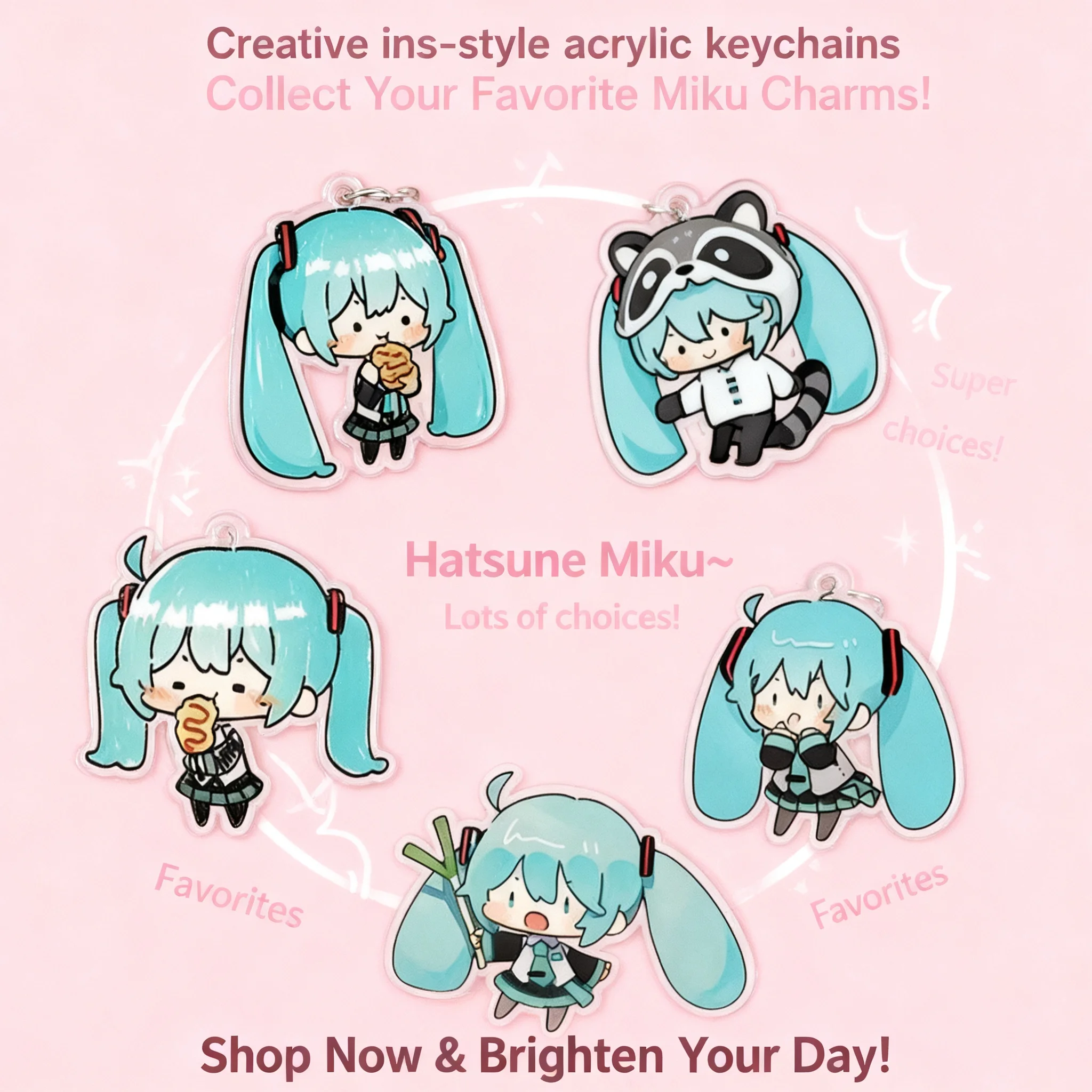 

Miku Hatsune Keychain Acrylic Anime Pendant Cute Girl Creative Lovely High Value Small Accessory
