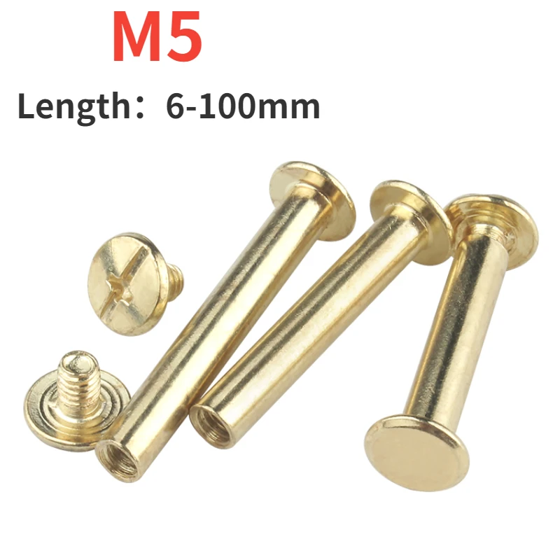 5/10/20pcs  Brass Copper Plated Binding Chicago Screws Nail Rivet Studs Snap Rivet Books Butt Screw Photo Album Binding Screw
