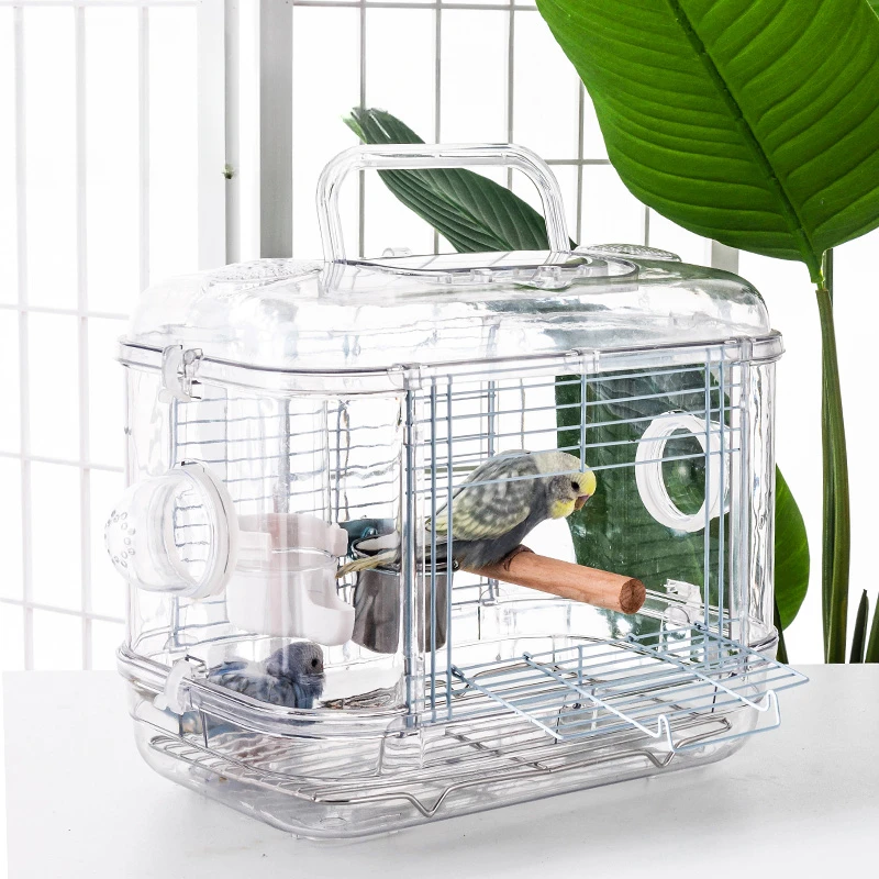 

Portable Outdoors Carrier Bird Cages House Canary Parrot Transparent Bird Cages Acrylic Budgie Jaulas Birds Supplies WZ50BC