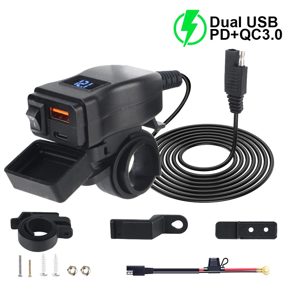 Motorcycle Usb Fast Cellular Charger PD Ports Quick Charge 3.0 Socket Connector Waterproof With Cell Mobile