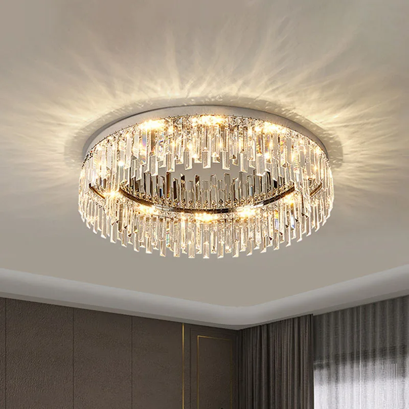 moderna lampada do teto de luxo decoracao para casa quarto jantar sala estar cristal pingente lighs anel luz led lustre brilhante 01