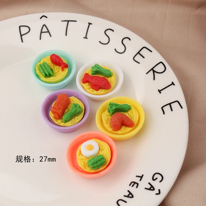 6pcs Cartoon food play simulation bowl noodles mini food resin ornaments diy jewelry accessories doll house handmade materials