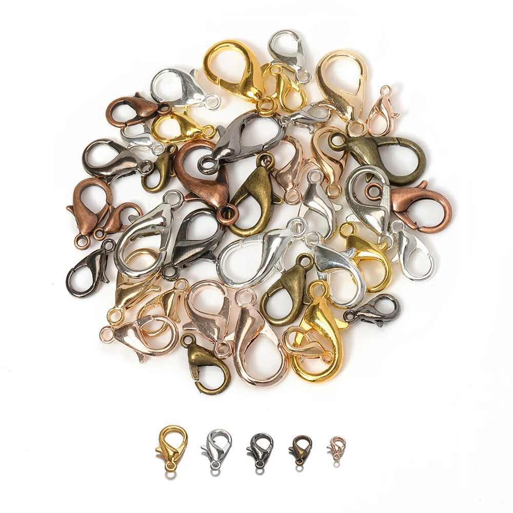 100pcs 10/12mm Alloy Lobster Clasps for DIY Handmade Chain Necklace Bracelets Pendants Jewelry Making Accessories Wholesale image 2