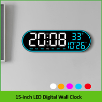 15-inch LED Digital Wall Clock with Remote Control Temperature Date Week Display Dual Alarms Countdown Timing Clock Home Decor