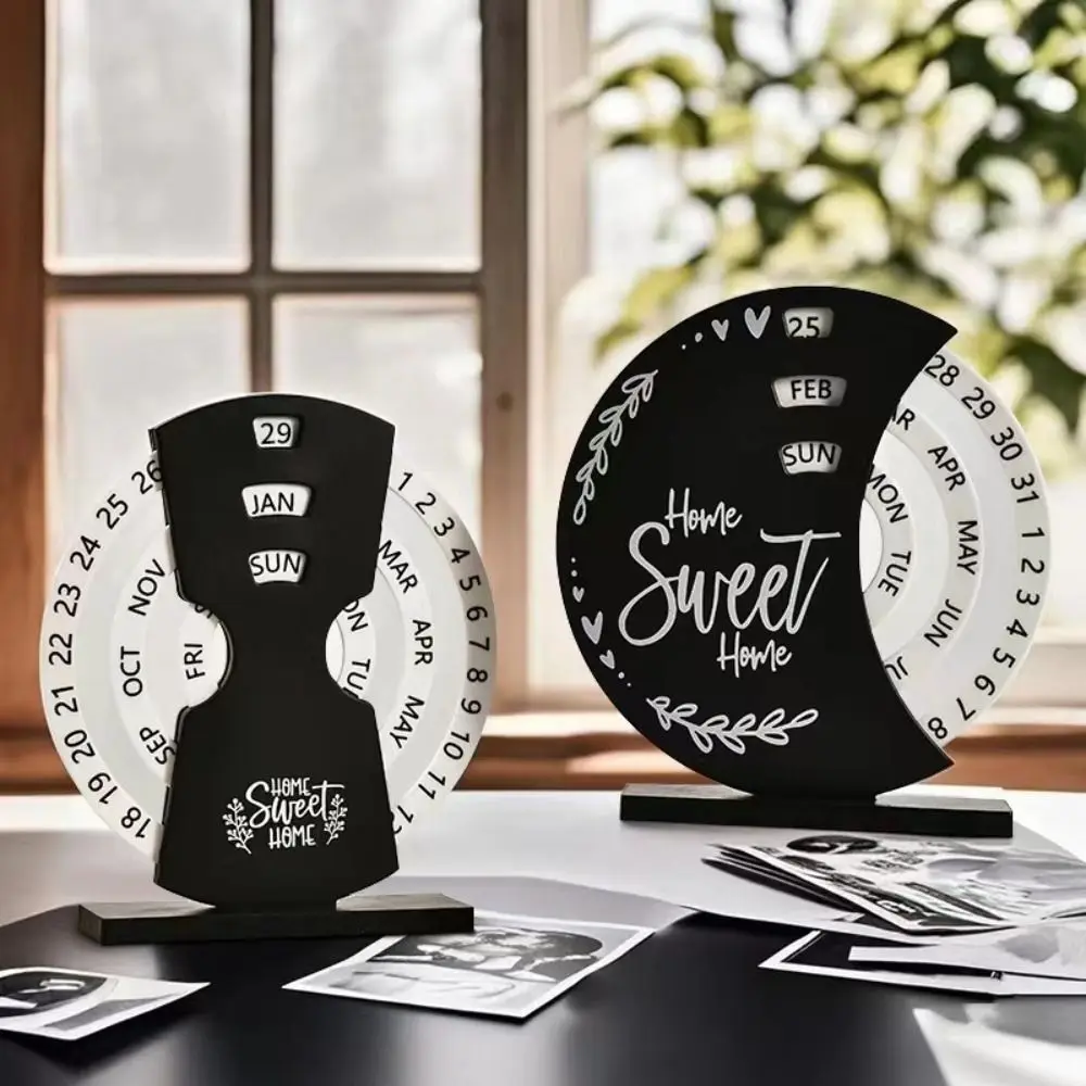 

Creative Manual Rotating Desk Calendar Month Date Display DIY Time Perpetual Perpetual Calendar Reusable Adjustable