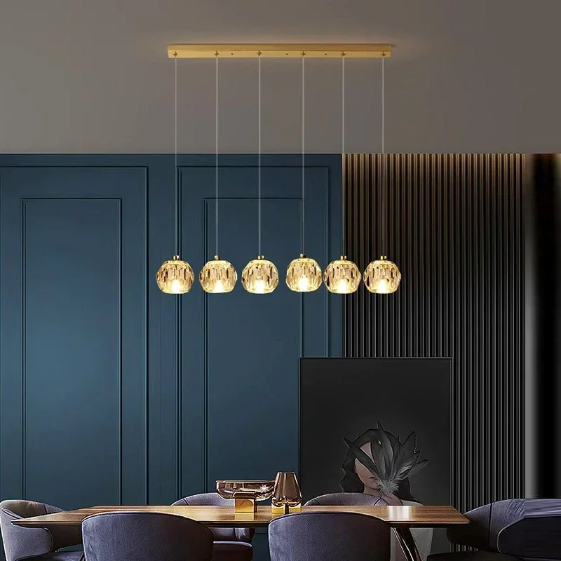 

2025 Minimalist Dining Room Chandelier Modern Luxury Crystal LED Linear Ceiling Light