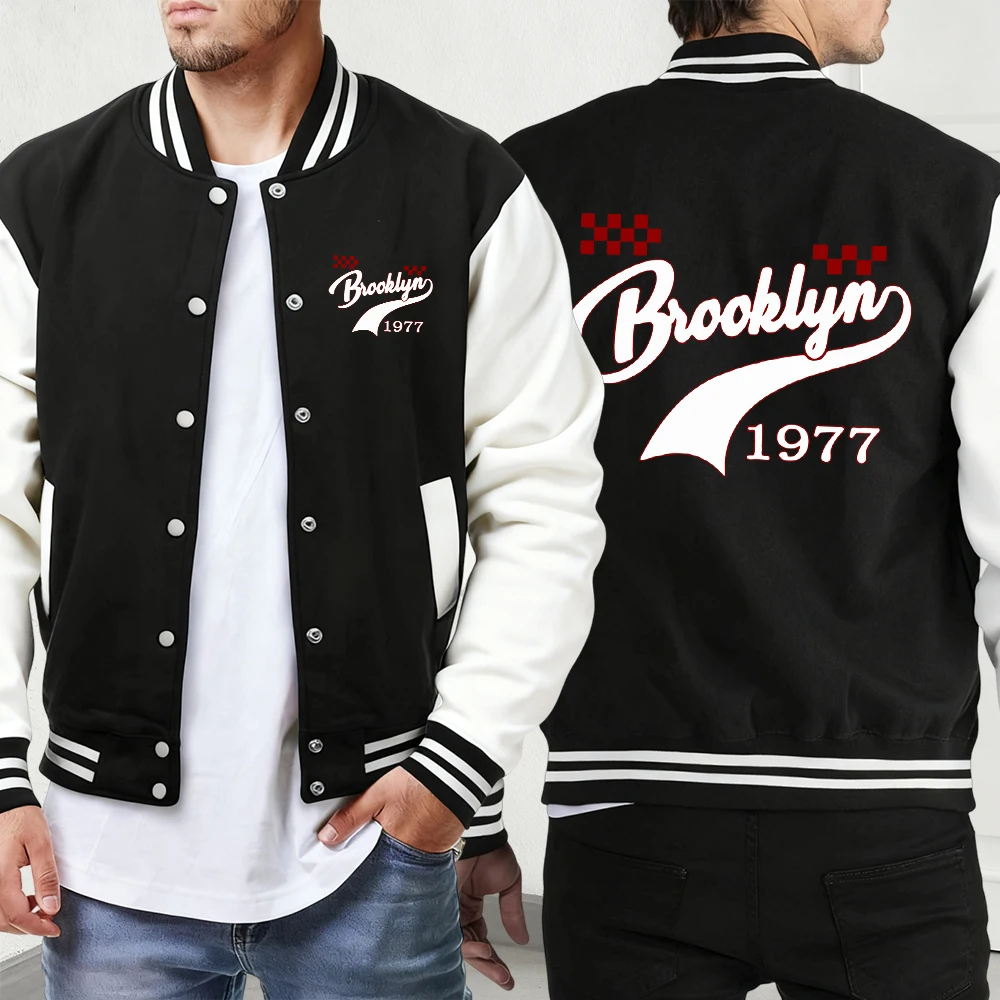 

Chicago Never Give Up Prints Man Loose Jackets Casual Autumn Coat Hip Hop Comfy Baseball Jersey Basics All-Match Streetwear