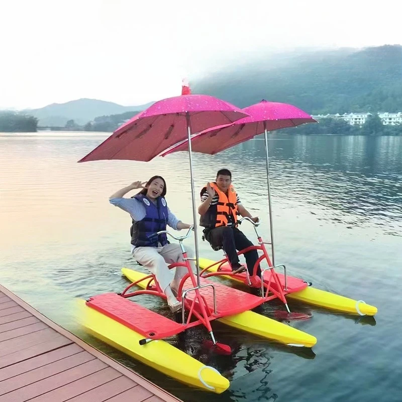 Scenic park water double pedal sightseeing boat, two couples parent-child tour lake water bicycle