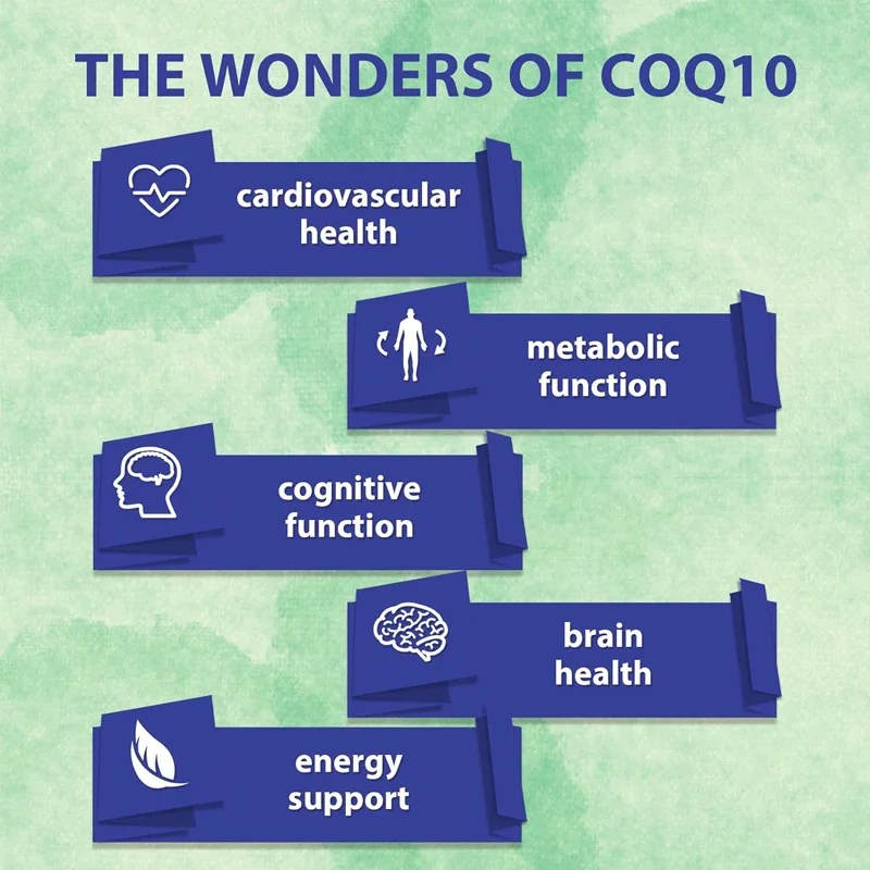 CoQ10 600mg 60 Capsules, Coenzyme Q10 Panthenol Supplement, Vitamin E and Omega 3 6 9 | Strong Antioxidant Properties
