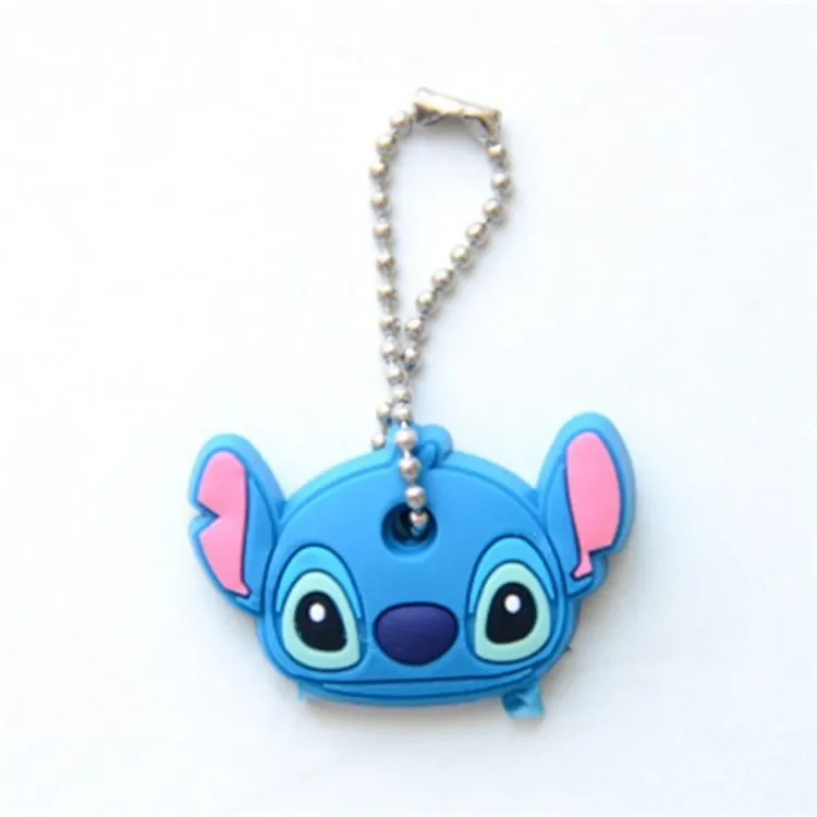 Disney Stitch Cartoon Key Cover Caps Minnie Key Chains Mickey Keychain Silicone Stitch Car Keychain The Key Ring Holder Women