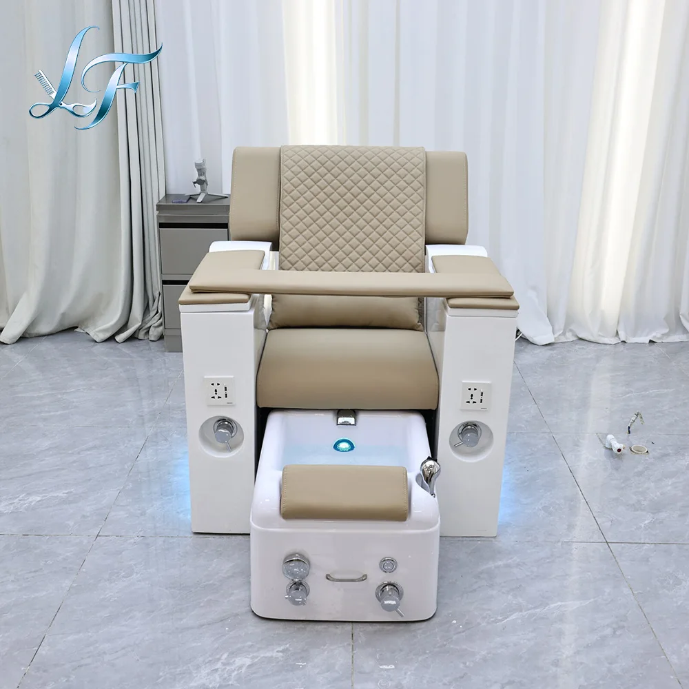 Beauty Salon Electric Pedicure Chair Adjustable Foot Massage Spa Station LED Lights USB And Drain Pump