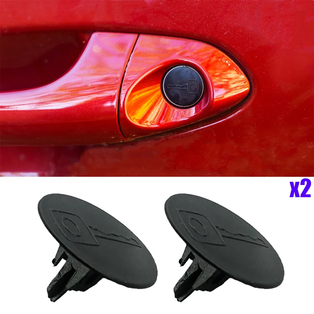 2Pcs Car Door Handle Key Hole KeyHole Cap Plug Trim Cover Clips Rustproof Black For Opel Astra J H 2004 2005 2006 - 2015 GTC