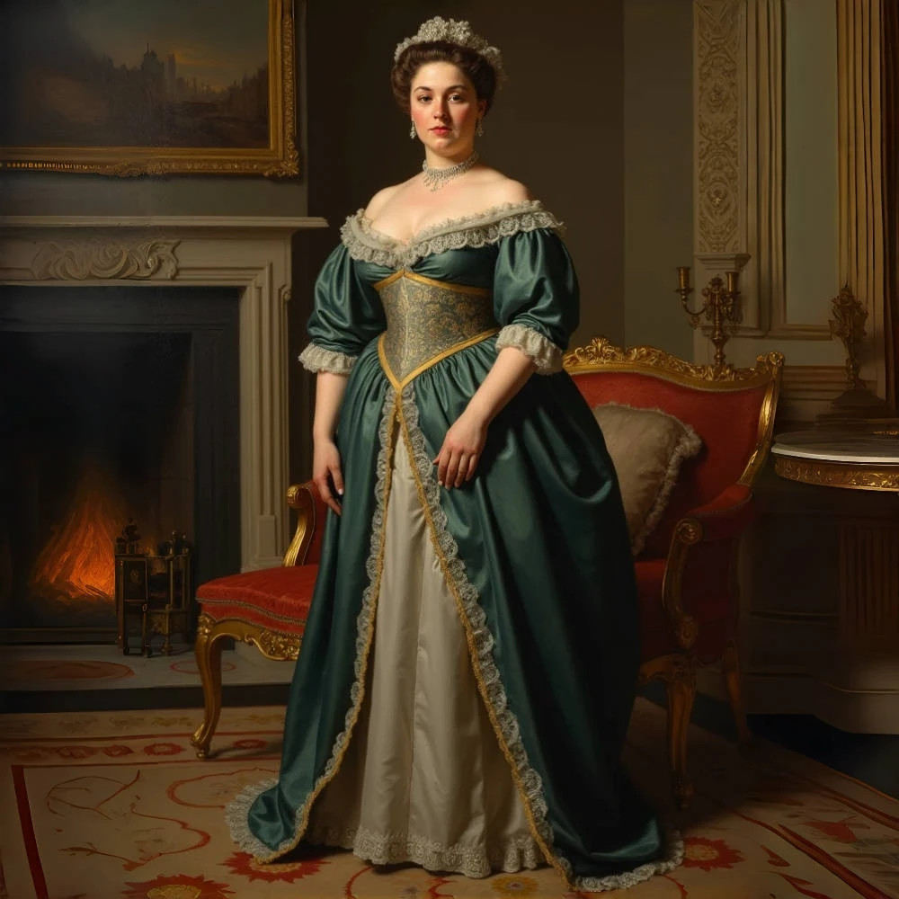 Jägergrünes viktorianisches Ballkleid, Vintage-Korsett, Abendkleid, halbe Ärmel, individuelles Maskerade-Kostüm für Frauen