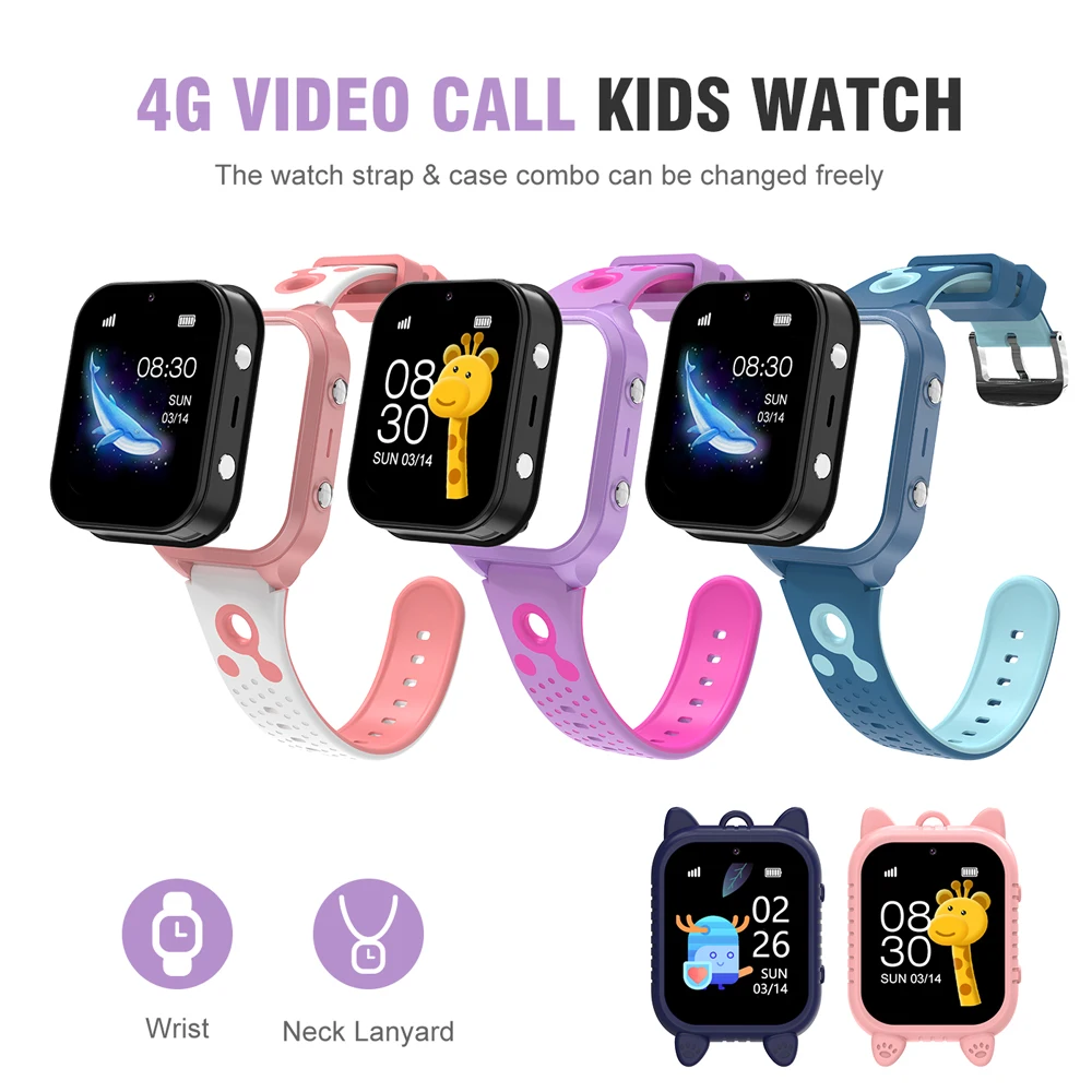 Kids Smart Watch 4G HD Touch Screen GPS/LBS/WIFI Location Video Call Game SOS IP67 Waterproof Children Smartwatch Girls Boys