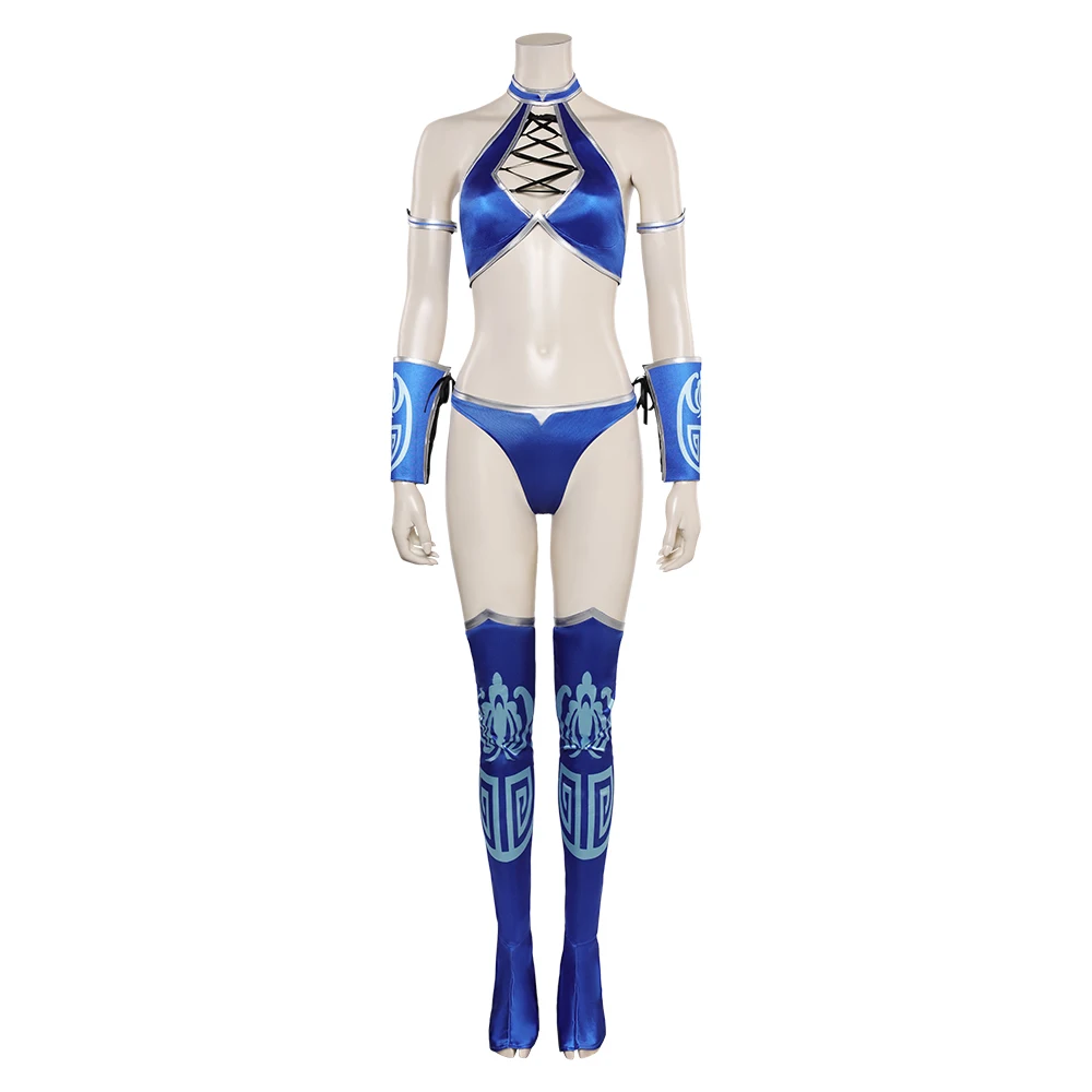 Game Kombat 1 Cos Kitana Cosplay Costume Outfits Fantasy Bikini Set For Adult Girls Roleplay Halloween Carnival Suit Accessories