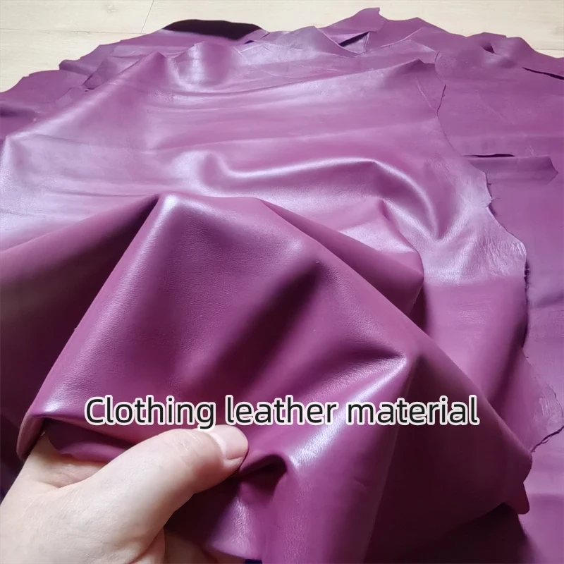 0.5mm Purple-Red Sheepskin. First Layer Leather. Real Leather Fabric. Handmade DIY For Clothes. A leather Skirt. Whole Sheepskin