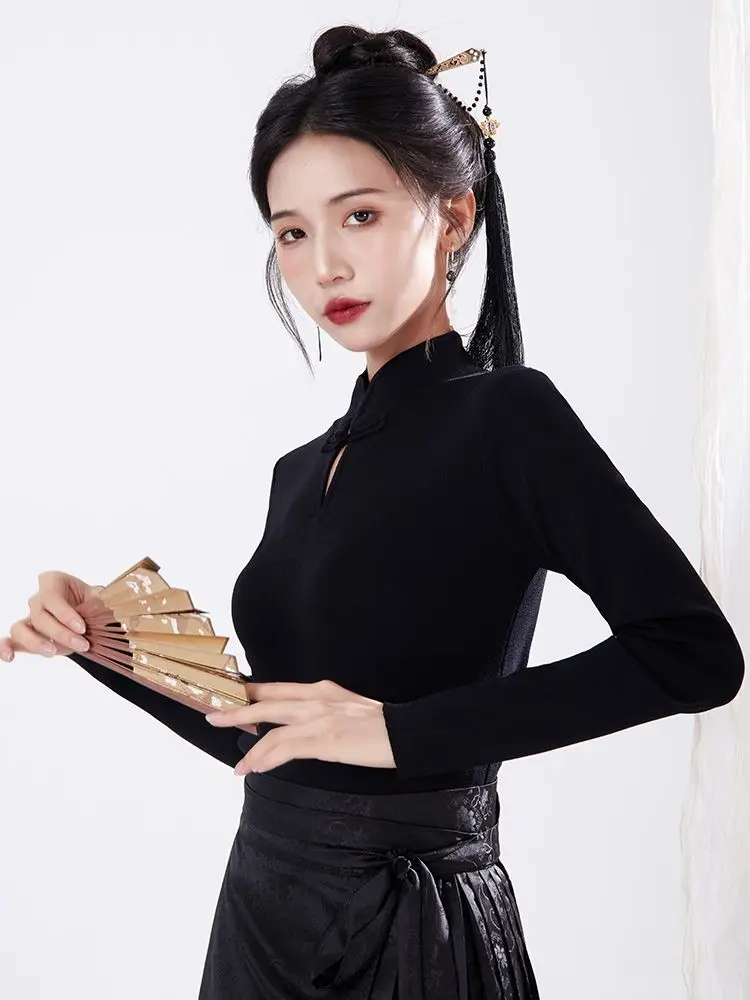 2024 chinese autumn slim bottom shirt long sleeved top lady elegant vinatge daily tangsuits blouse lady elelgant tangsuits top