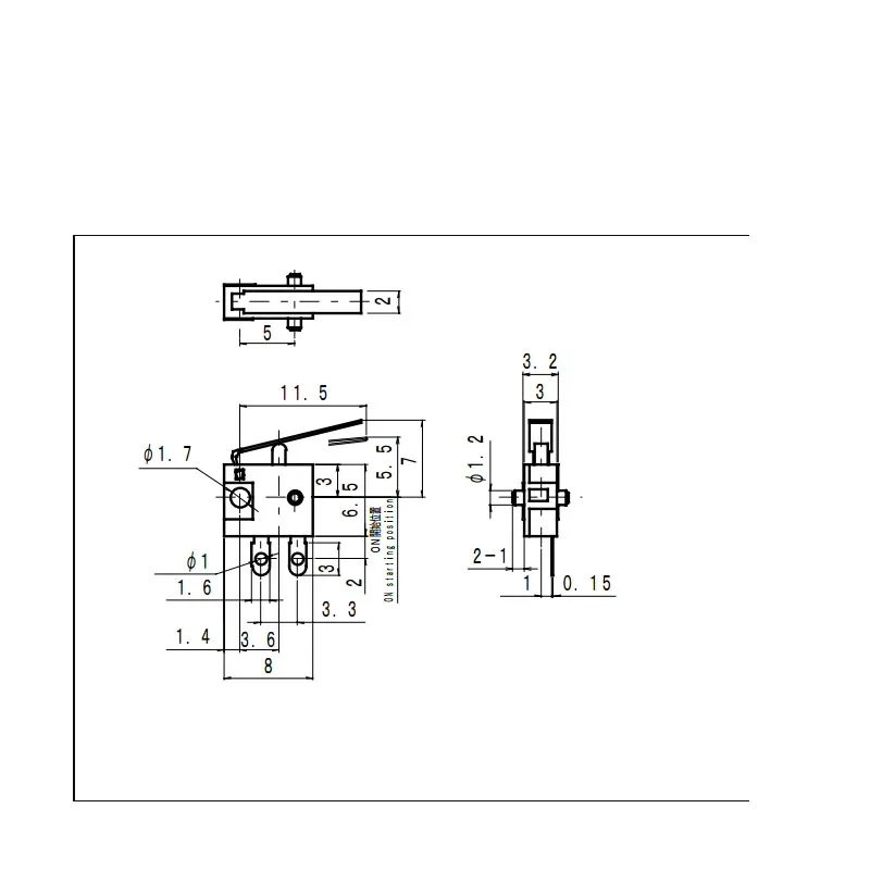 2 قطعة/السلع المستوردة مصغرة 2 دبوس الحد السفر إعادة تعيين التبديل الجزئي مع كشف المقبض مع البندول المعدني MSS-13S-1