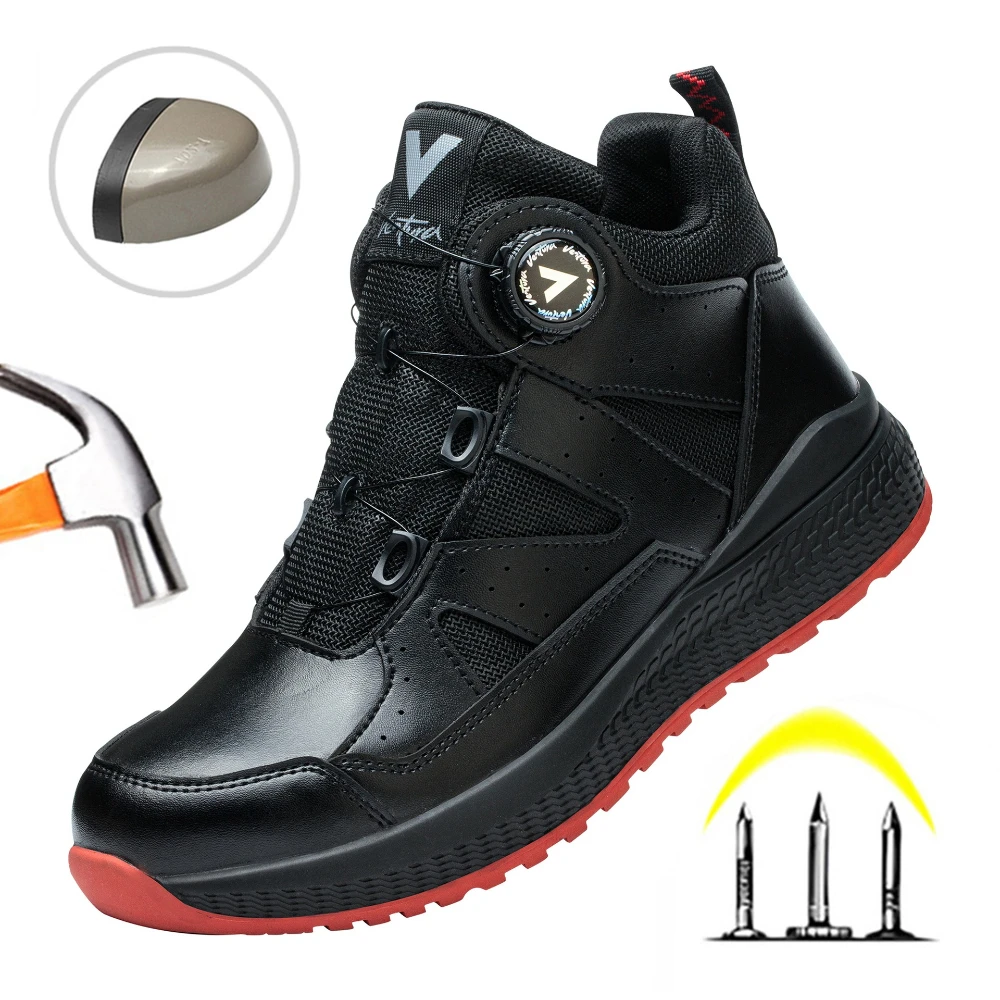 

Rotary Buckle Safety Shoes Men Anti-Smash Steel Toe Cap Work Boots Anti-Puncture Kevlar Midsole Slip Resistant Industrial Shoes