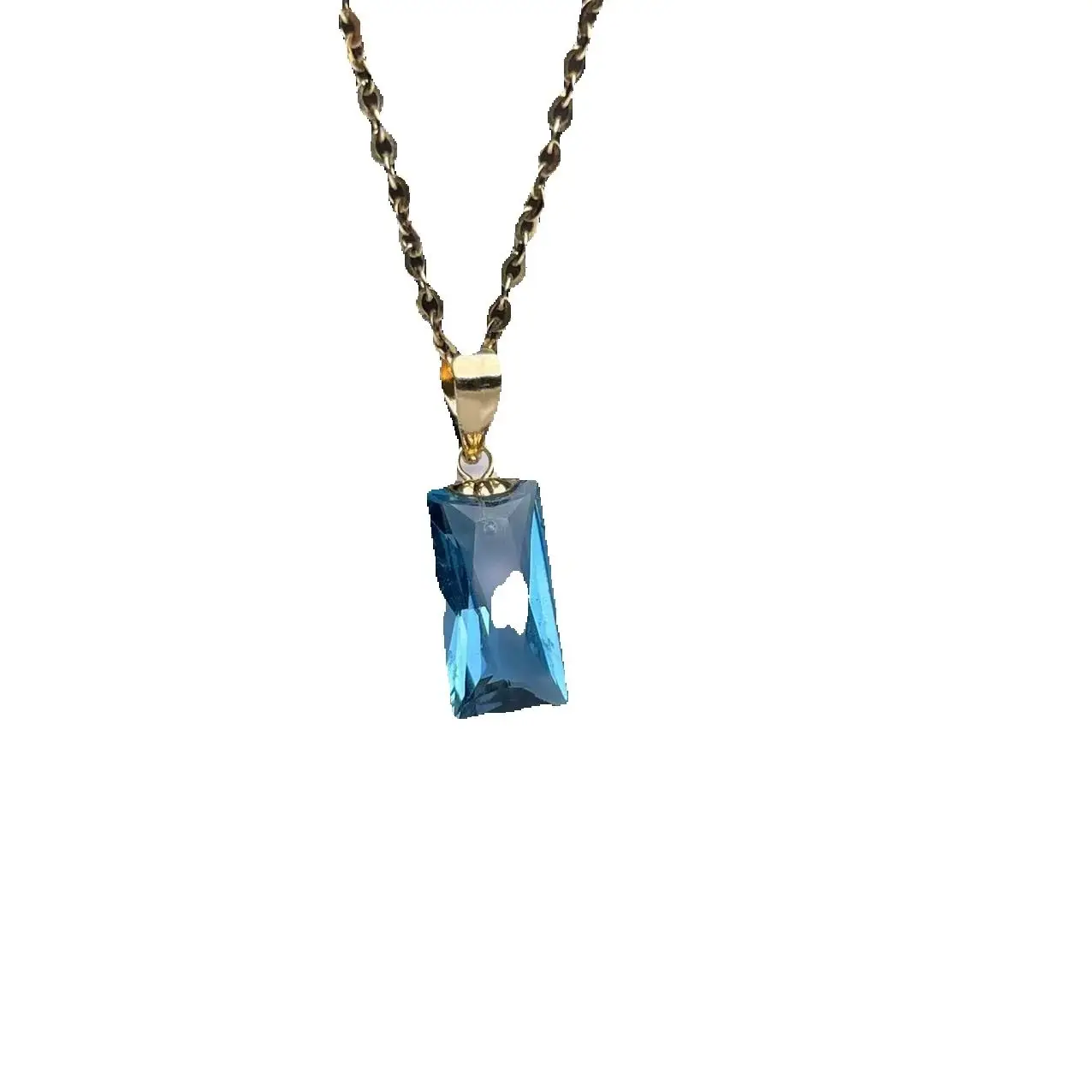 SHILOVEM 18k yellow gold real natural London Blue topaz pendants classic fine Jewelry none necklace new gift 5*10mm mz0510899b