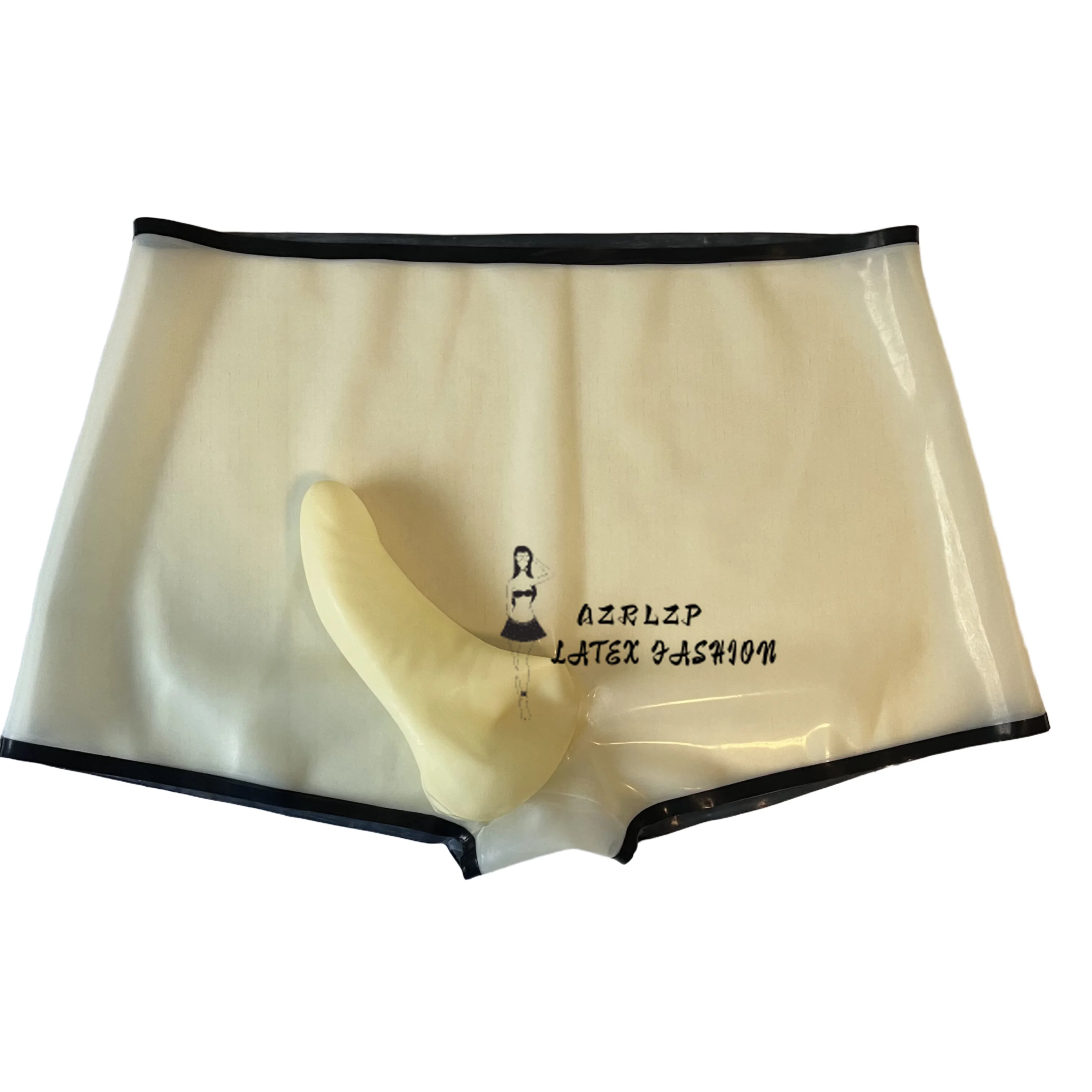 

Мужские латексные прозрачные трусы-боксеры с презервативом