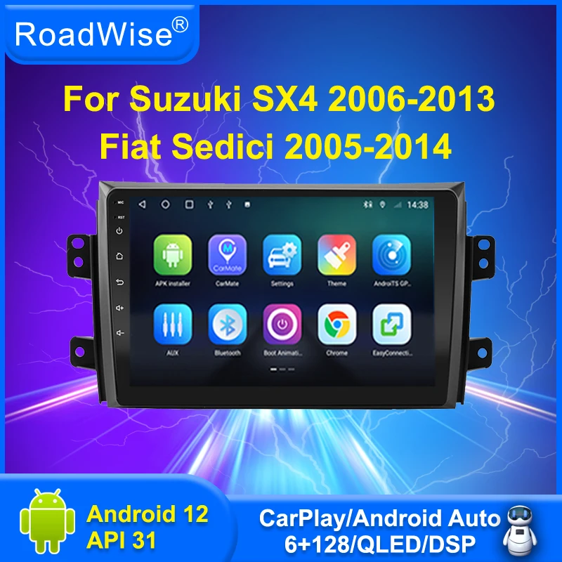 

Автомагнитола 8 + 256 Android 12 для Suzuki SX4 2006 - 2013 Fiat Sedici 2005 - 2014 мультимедиа 4G Wifi GPS DVD 2 Din Авторадио Carplay