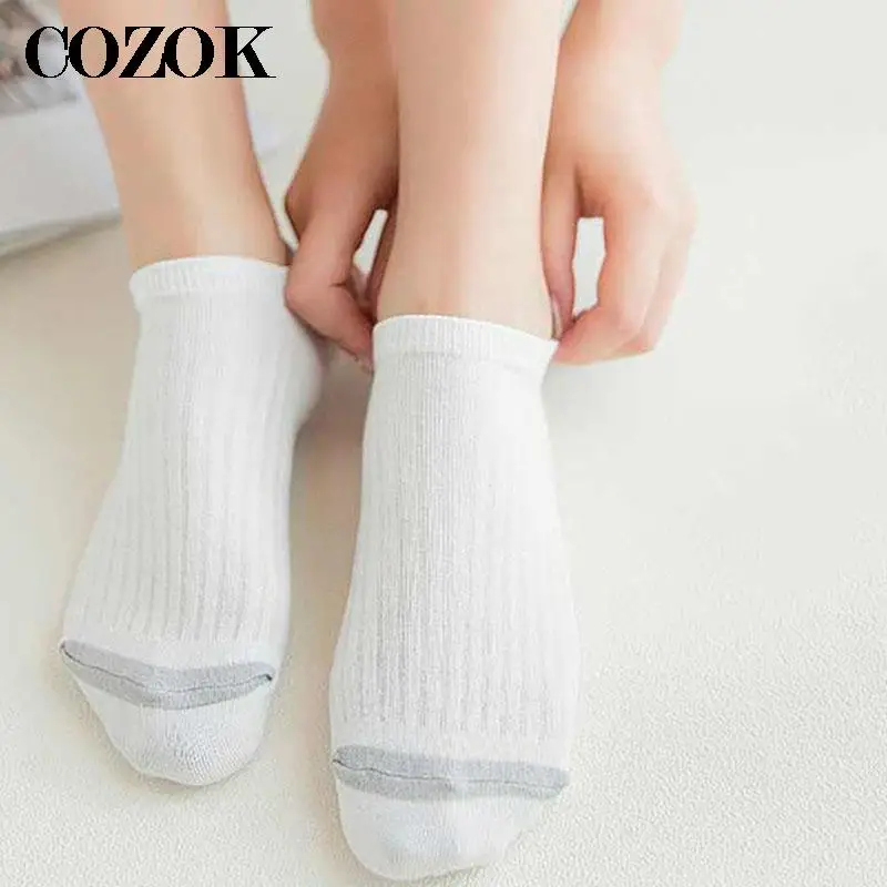 5 Pairs/pack Low Tube Socks Women Simple College Style Students Ankle Socks Invisible Breathable Short Tube Quality Cotton Socks