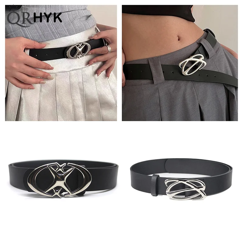 

Punk Moon Star Buckle Belt Design Cross Metal Vintage Gothic Men Women Y2k Belt Pu Leather Waistband Jeans Pants Decorative Belt