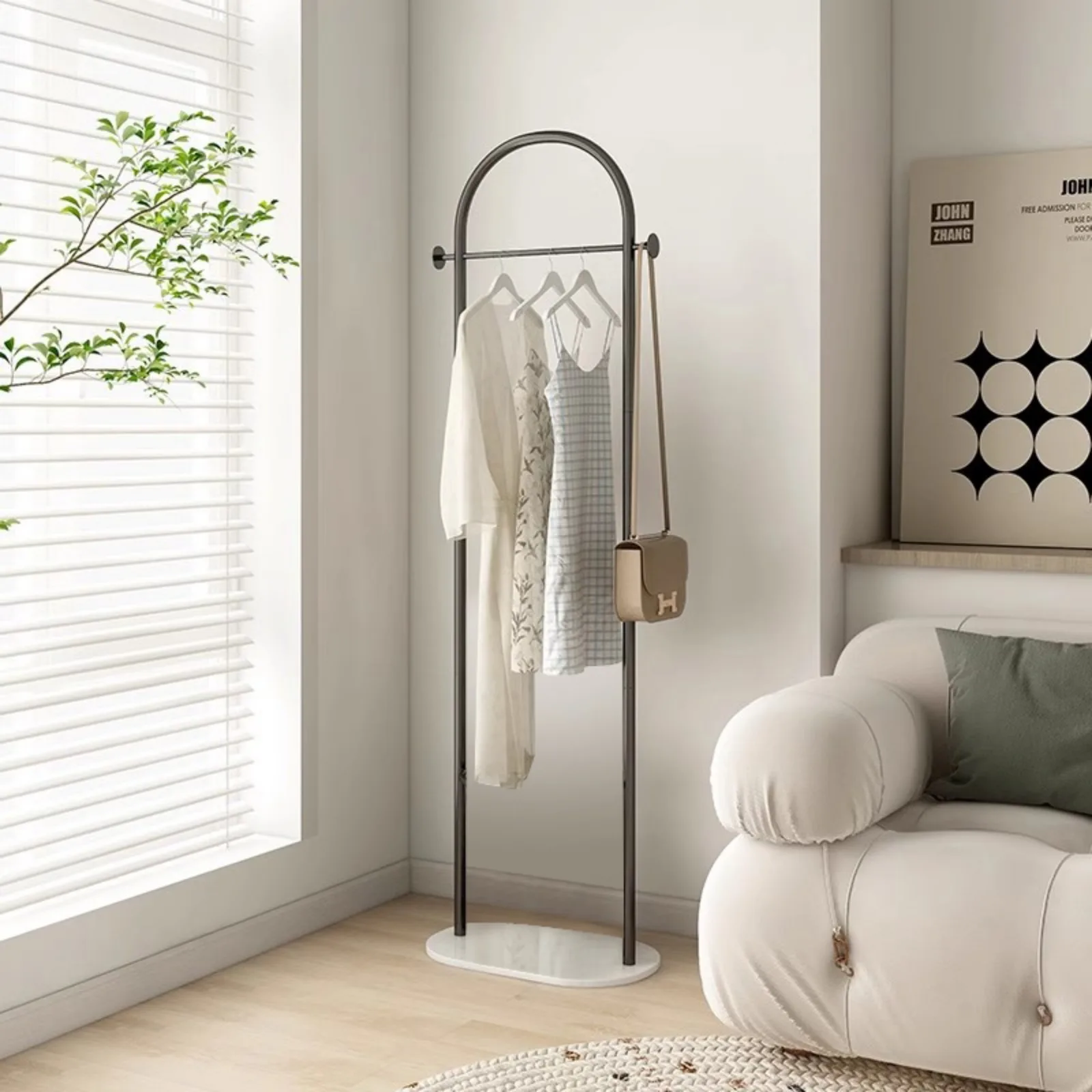 Floor-Standing Clothes Rack for Bedroom, Space-Saving Modern Minimalist Home Use Clothes Rack