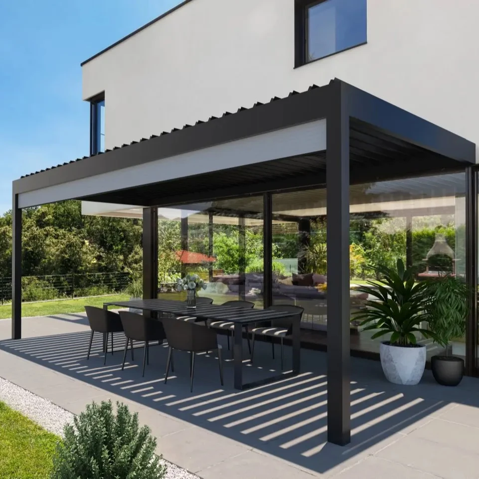 Smart Waterproof Solar Pergola with Opening Roof Louver Pergola Gazebo & Pavilionpromote sales