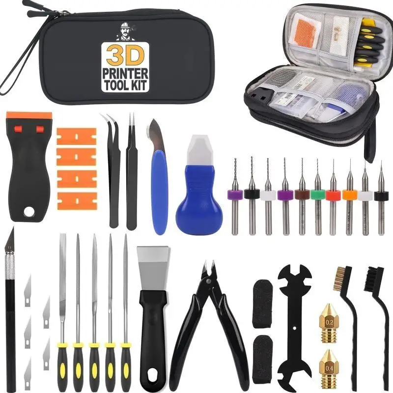 3D Printer Tool Kit Easy-to-Use Cleaning Repair Set 39/42/46PCS Scraper Brushes File for New 3D Printer Owners