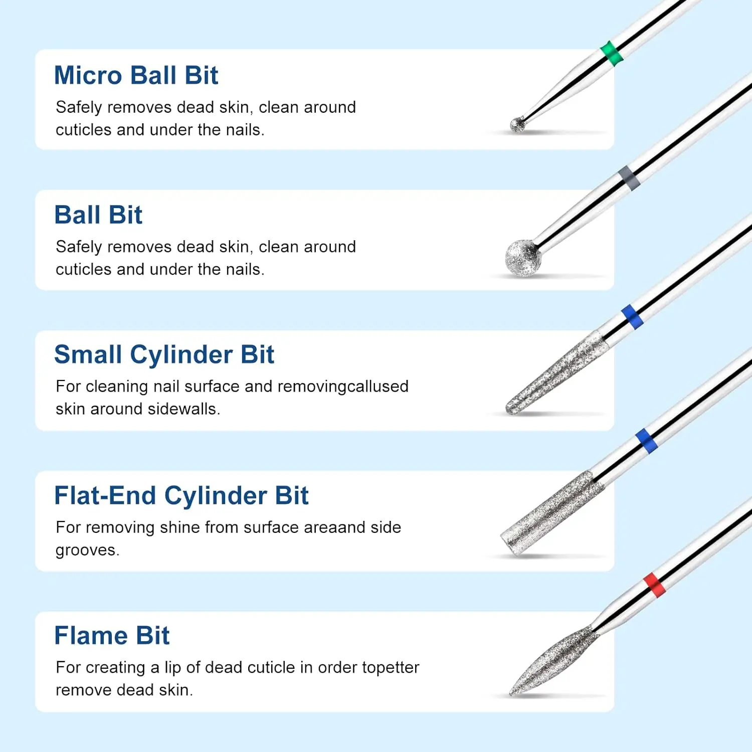 Kit Elétrico de Brocas De Unhas, Rebarba Rotativa, Acessórios De Cutícula, Ferramentas De Manicure, Arquivos De Pedicure, 3/32, 10 Pcs, 1 Conjunto