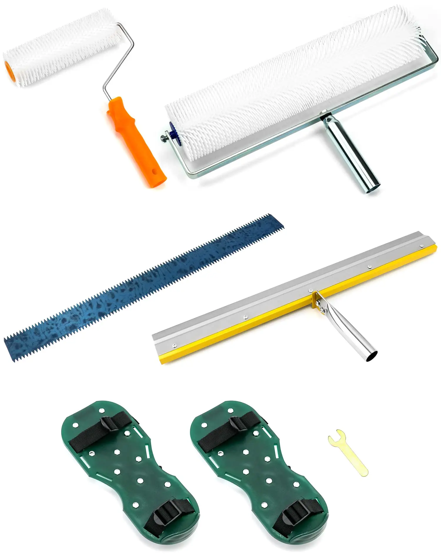 Self-Levelling Cement Tool Kit, Floor Construction Roller Spike Shoes, Epoxy Floor Paint Tool, Stainless Steel Scraper